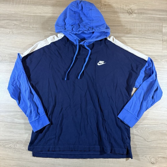 Nike Men's Color Block Hooded Long Sleeve T-Shirt Hoodie Heavyweight Size Large - Picture 1 of 5
